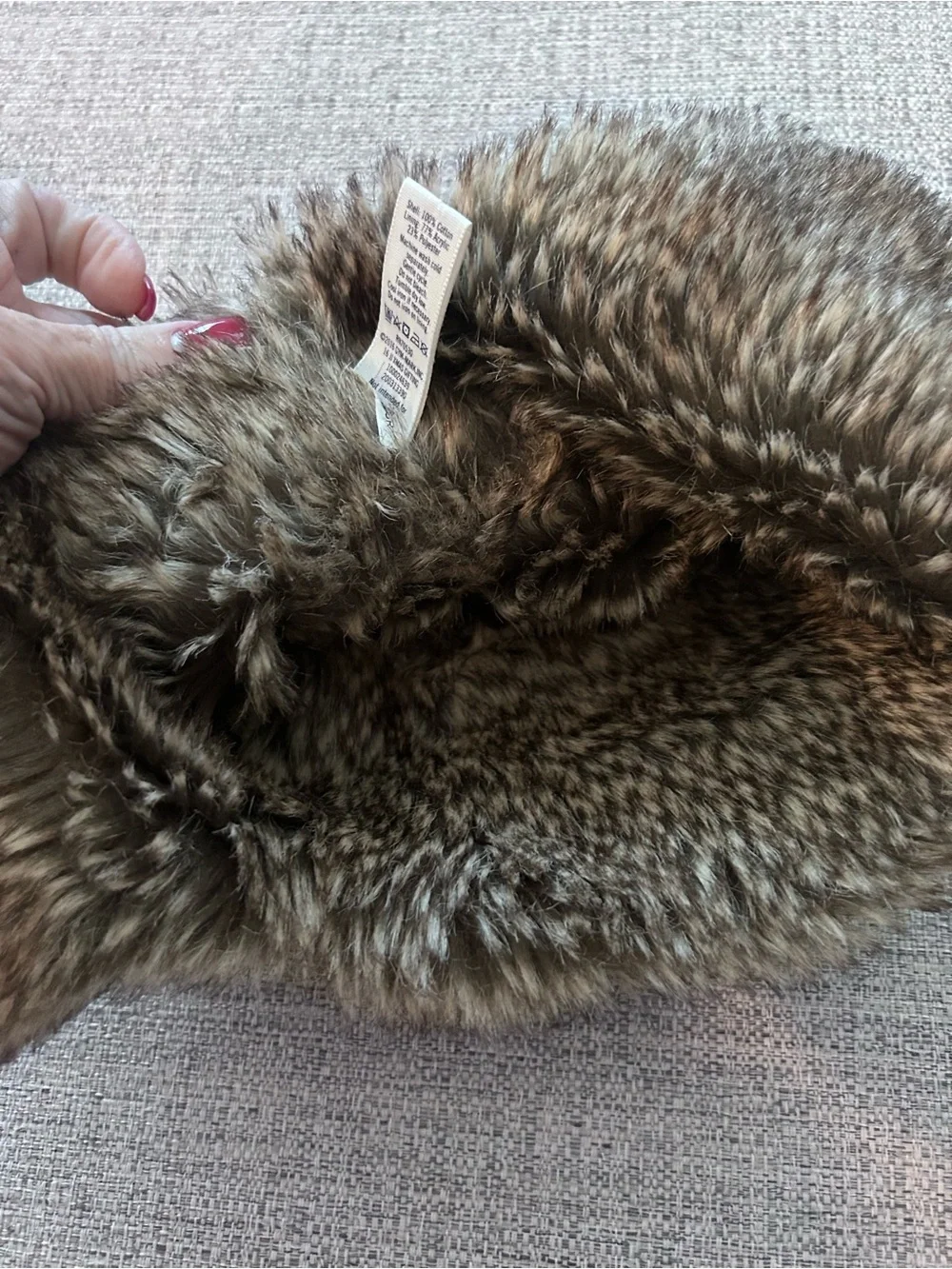 Janie and Jack Faux Fur Russian-Style Trapper Hat in Brindle Brown Size 2/3T